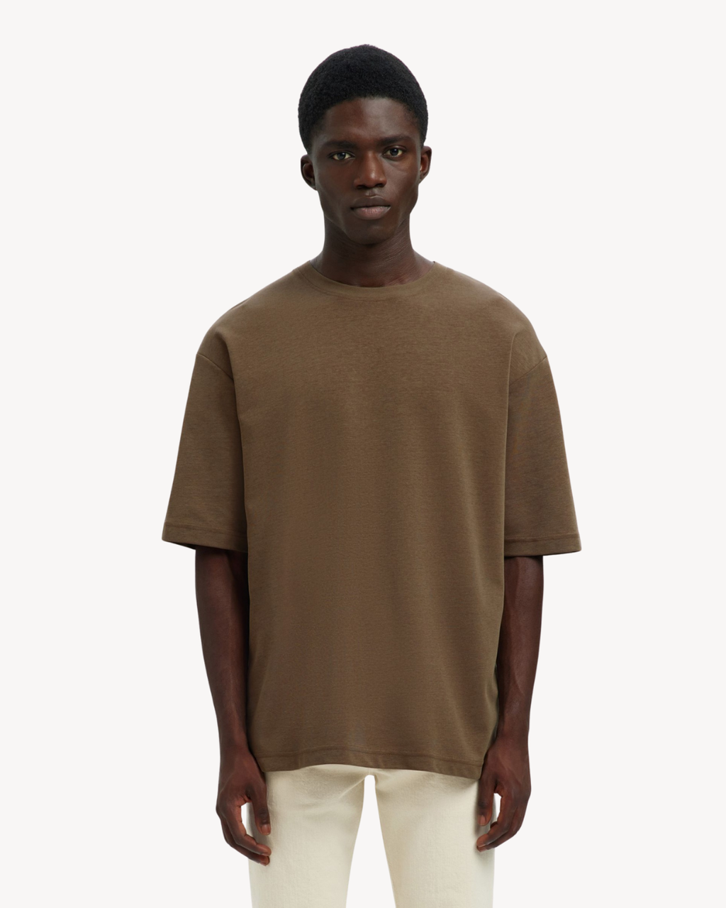 Selected Homme - Slhlooseoscar SS O-Neck Tee Noos - Chocolate