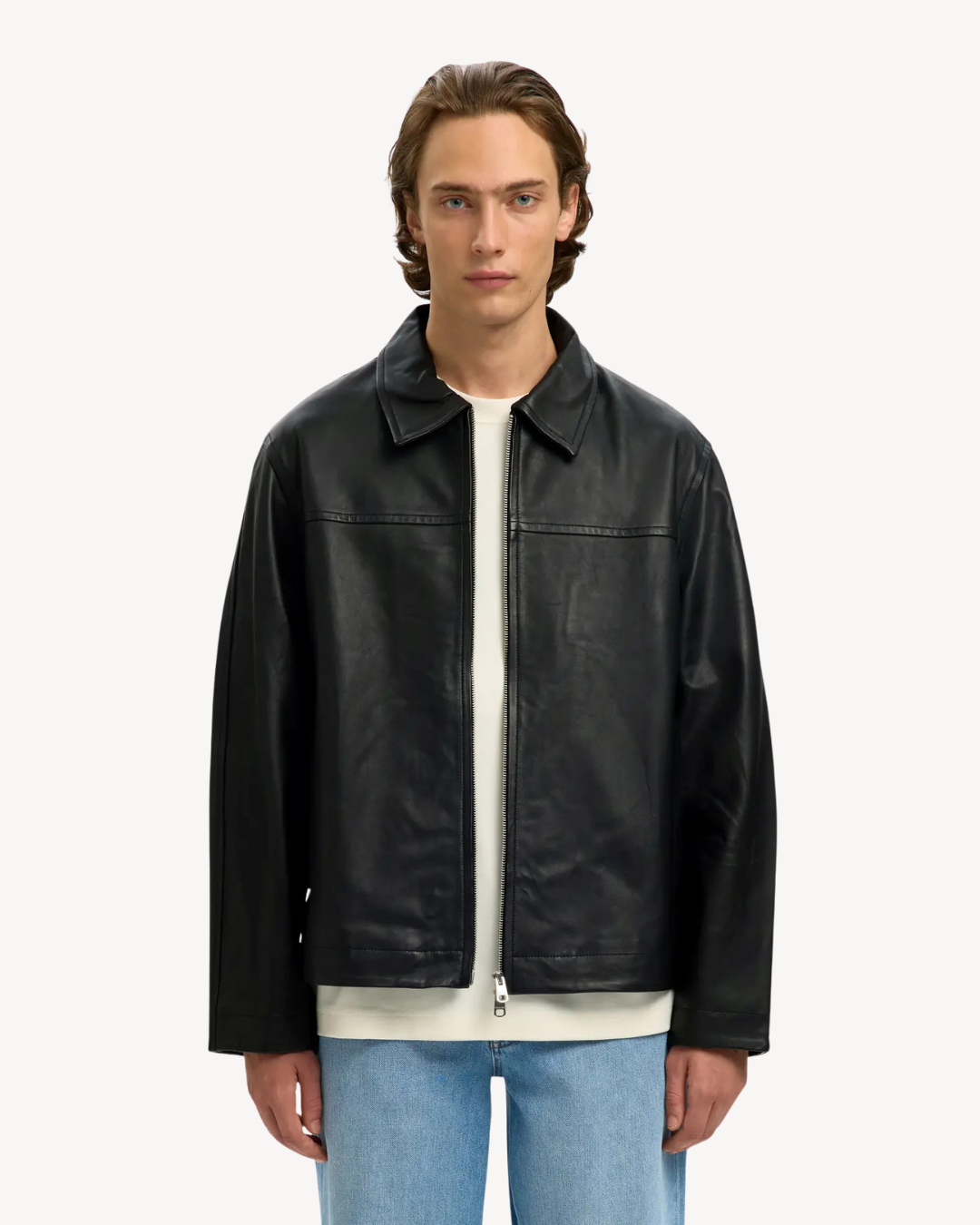 Selected Homme - Slhlucas Leather Blouson Noos - Nero