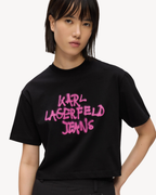 Karl Lagerfeld Jeans - KLJ Reg Cropped Graffiti Tee - Nero