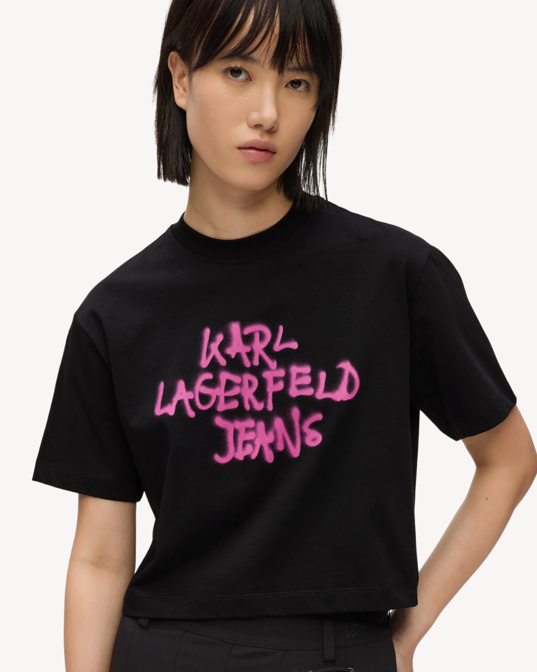 Karl Lagerfeld Jeans - KLJ Reg Cropped Graffiti Tee - Nero
