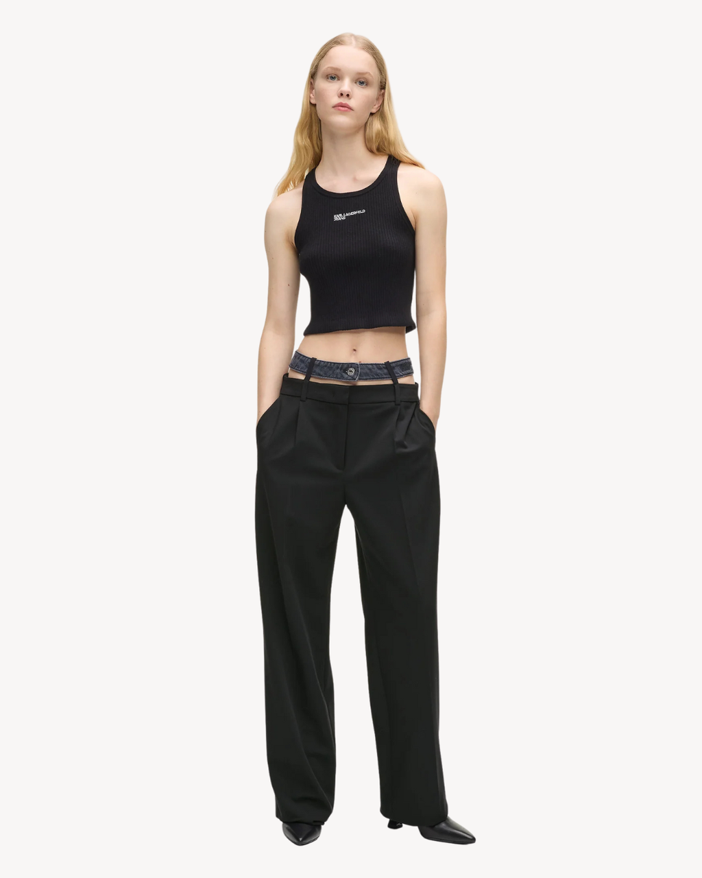 Karl Lagerfeld Jeans - KLJ Mixed Material Pant - Nero
