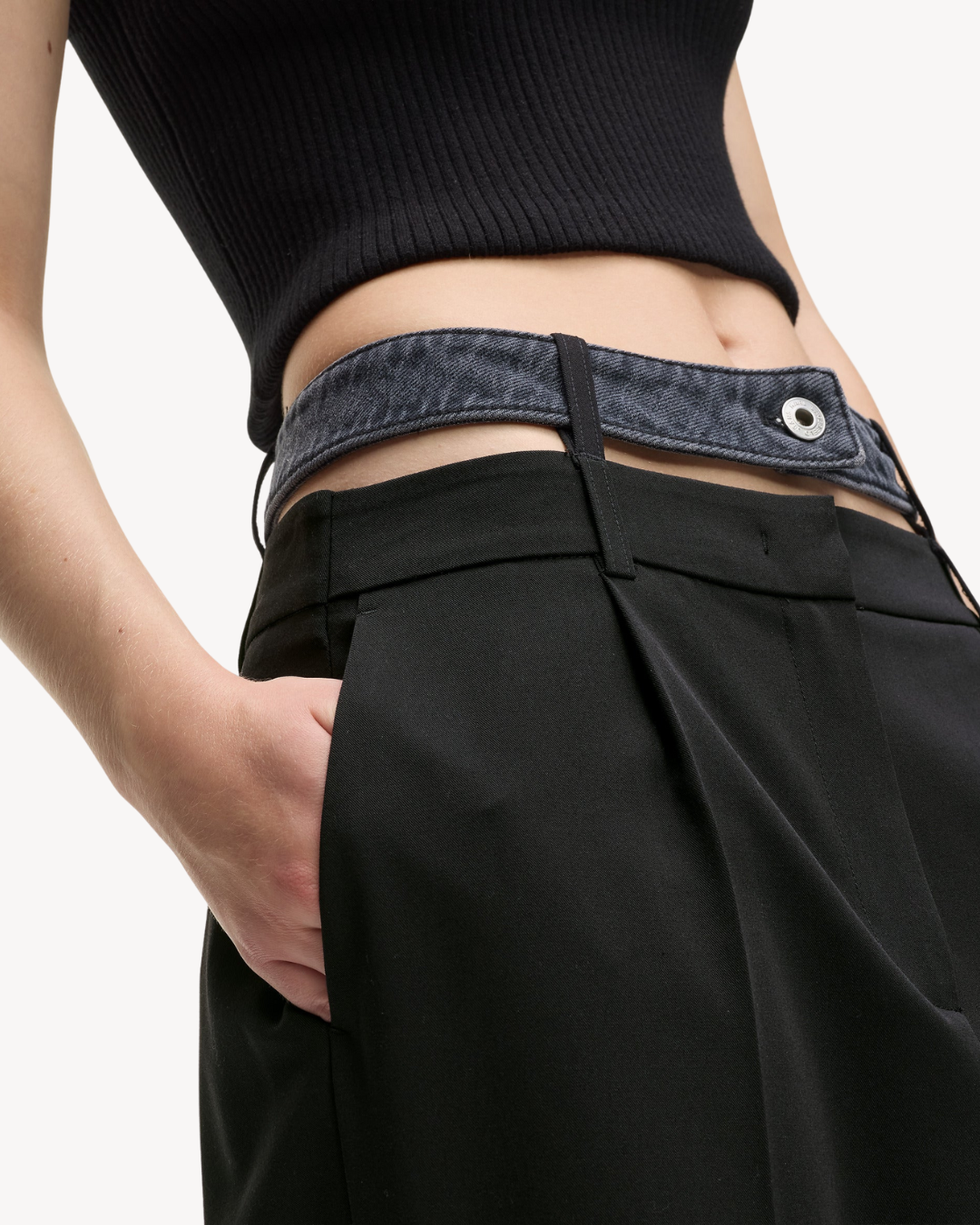 Karl Lagerfeld Jeans - KLJ Mixed Material Pant - Nero