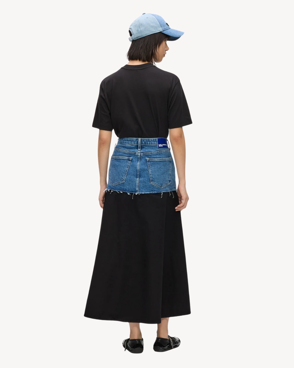 Karl Lagerfeld Jeans - Klj Mixed Denim Maxi Skirt - Washed Blue-Black