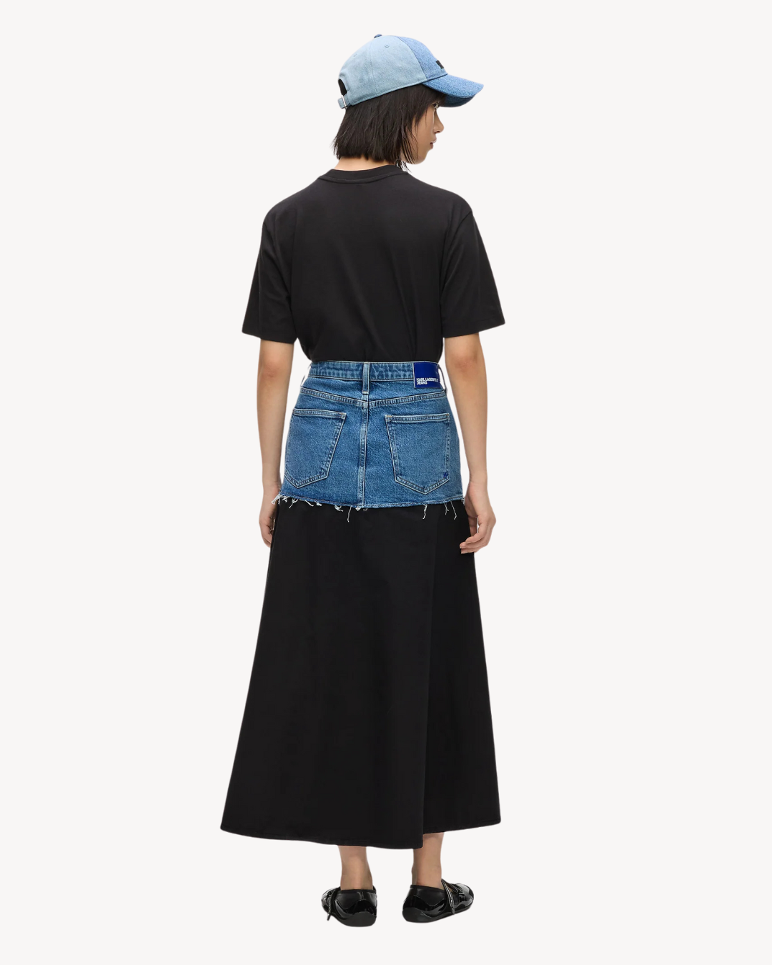 Karl Lagerfeld Jeans - Klj Mixed Denim Maxi Skirt - Washed Blue-Black