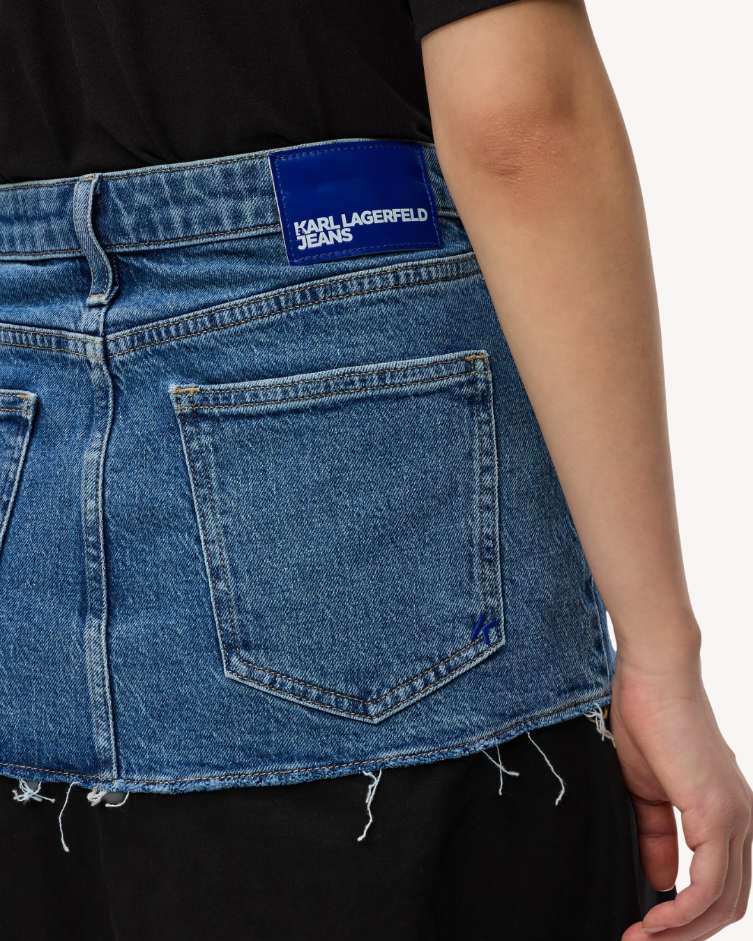 Karl Lagerfeld Jeans - Klj Mixed Denim Maxi Skirt - Washed Blue-Black