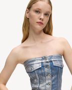 Karl Lagerfeld Jeans - KLJ Denim Bustier - Coated Blue