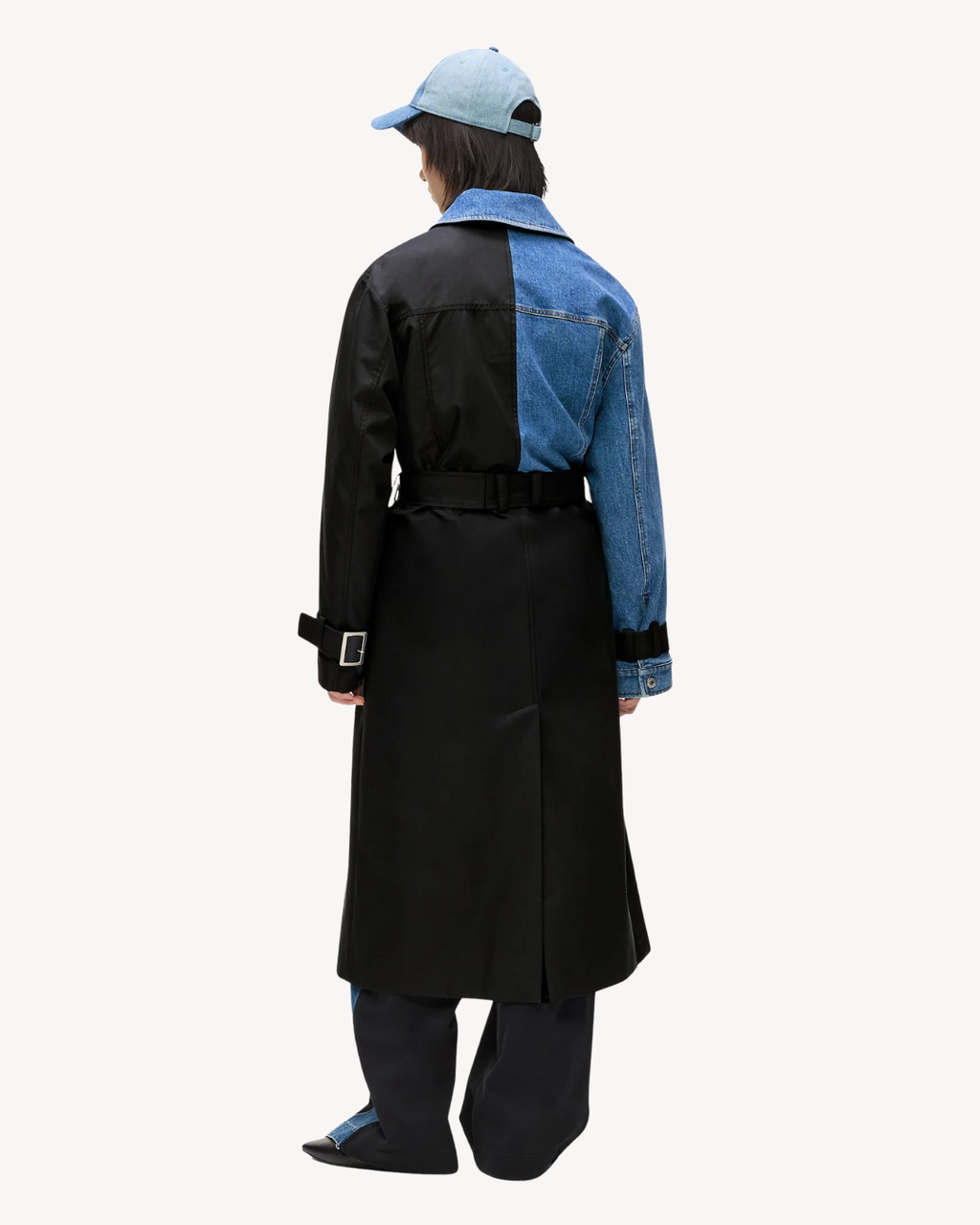 Karl Lagerfeld Jeans - Mixed Material Trench - Washed Blue-Black