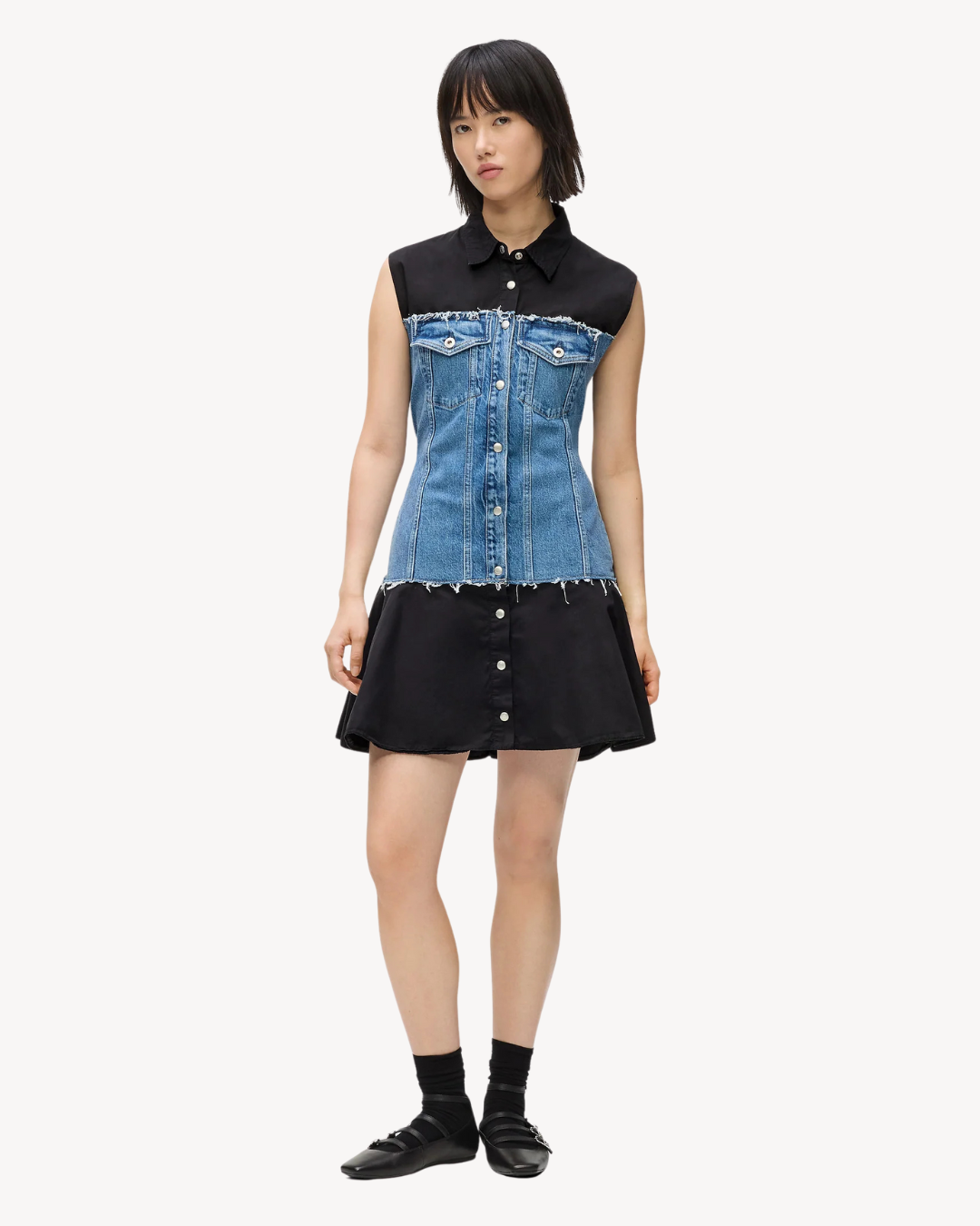 Karl Lagerfeld Jeans - Klj Mixed Material Dress - Washed Blue-Black