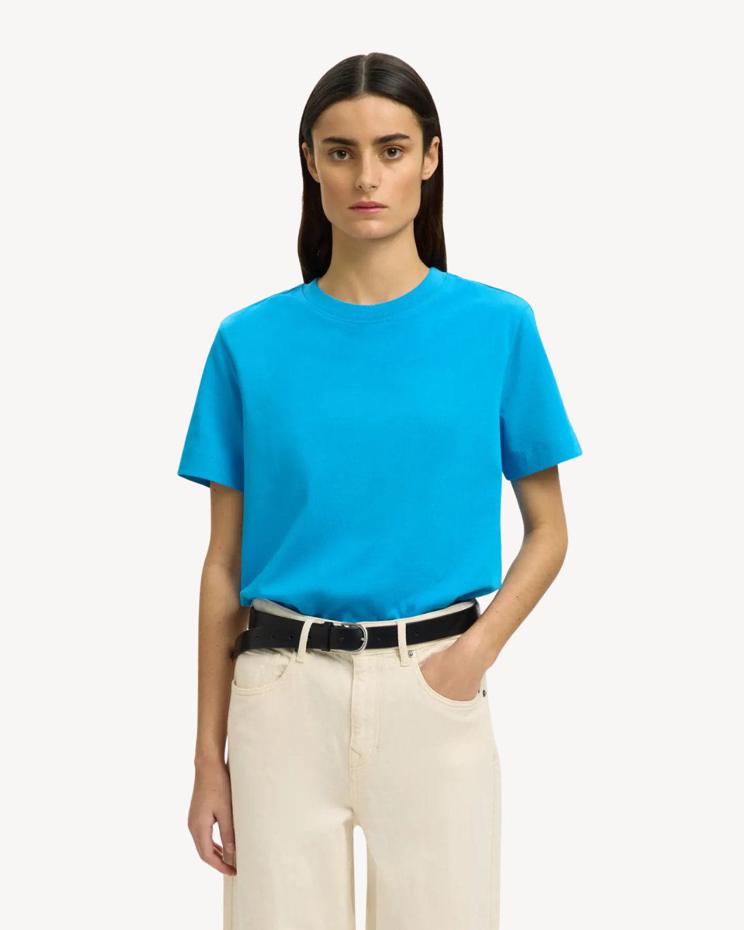 Selected Femme - Slfessential SS Boxy Tee Noos - Azzurro