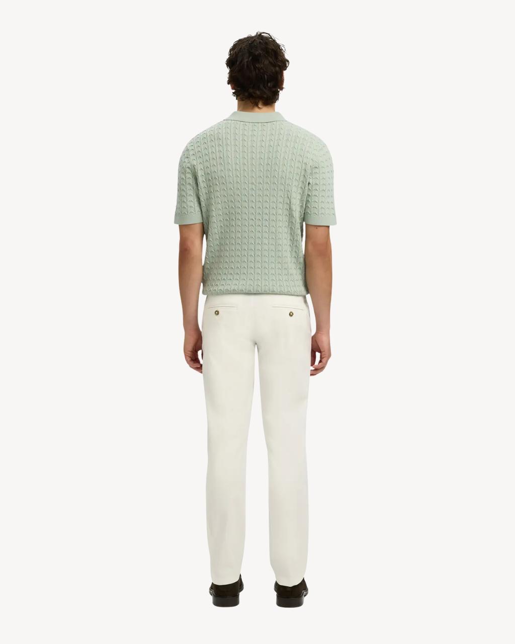 Selected Homme - Slhmattis SS Knit New Cable Polo - Aqua Gray