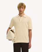 Selected Homme - Slhmattis SS Knit New Cable Polo - Beige