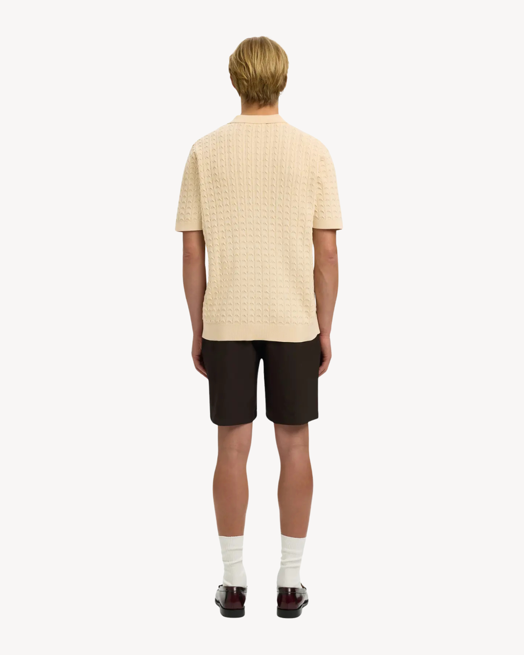 Selected Homme - Slhmattis SS Knit New Cable Polo - Beige