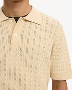 Selected Homme - Slhmattis SS Knit New Cable Polo - Beige