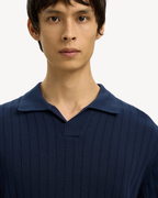 Selected Homme - Slhtorino SS Knit Open Stitch Polo - Blu