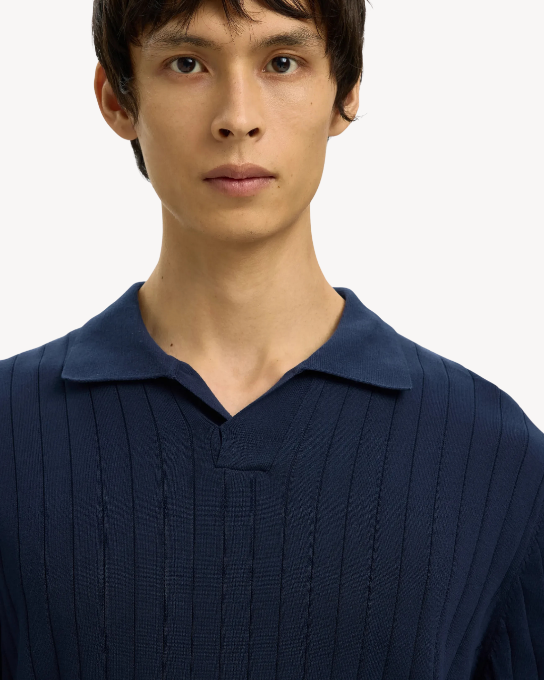 Selected Homme - Slhtorino SS Knit Open Stitch Polo - Blu