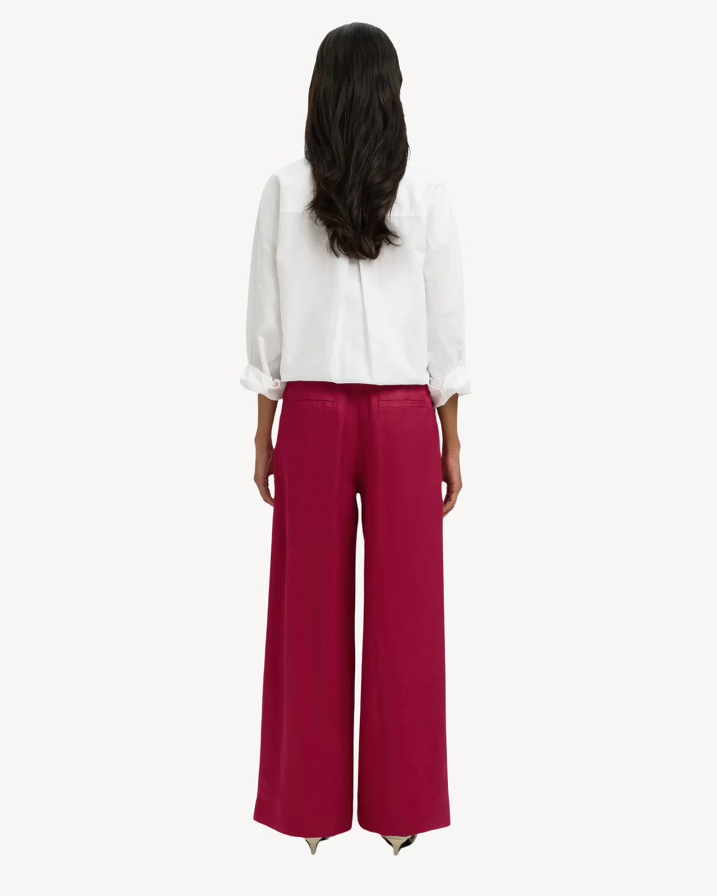 Selected Femme - Slflyra HW Wide Linen Blend Pant Noos - Anemone