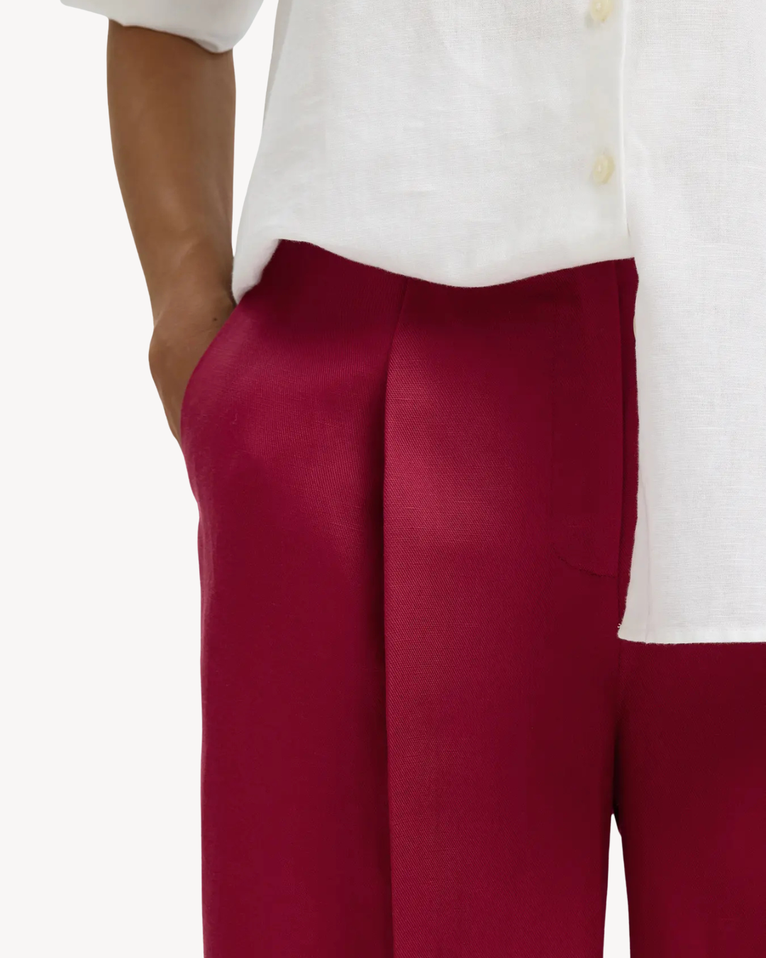 Selected Femme - Slflyra HW Wide Linen Blend Pant Noos - Anemone