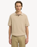 Selected Homme - Slhmattis SS Linen Blend Struc Open Polo - Oatmeal