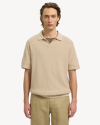 Selected Homme - Slhmattis SS Linen Blend Struc Open Polo - Oatmeal