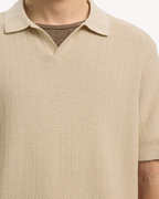 Selected Homme - Slhmattis SS Linen Blend Struc Open Polo - Oatmeal