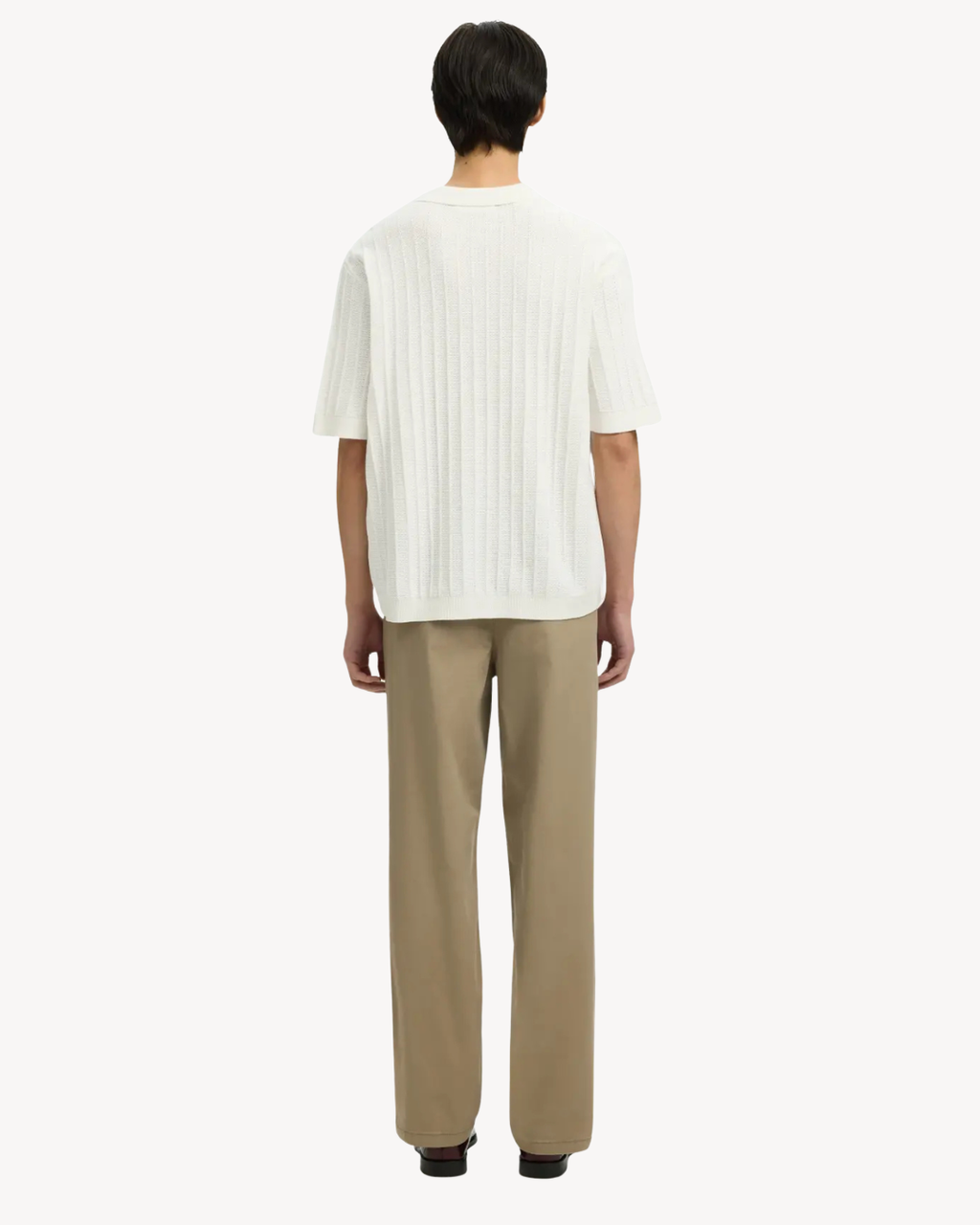 Selected Homme - Slhdane SS Knit Color Structure Polo - Egret