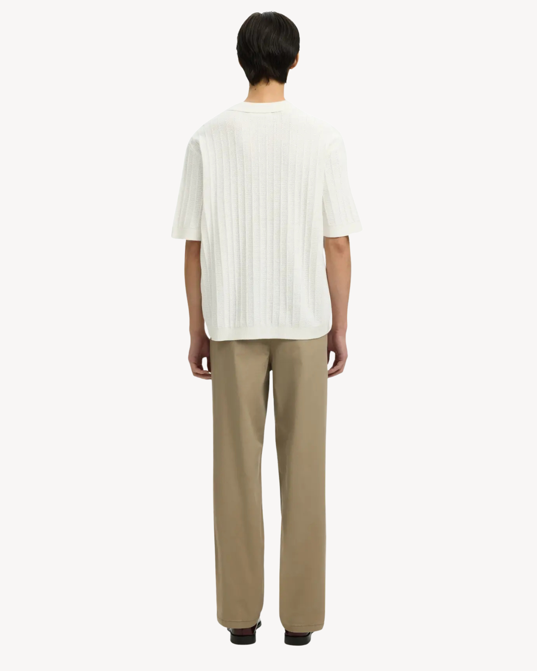 Selected Homme - Slhdane SS Knit Color Structure Polo - Egret