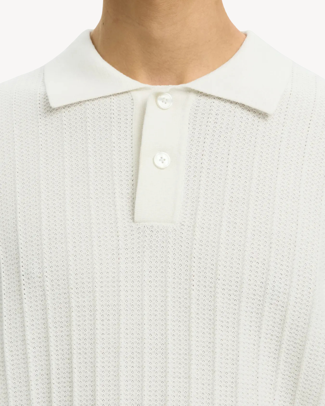 Selected Homme - Slhdane SS Knit Color Structure Polo - Egret