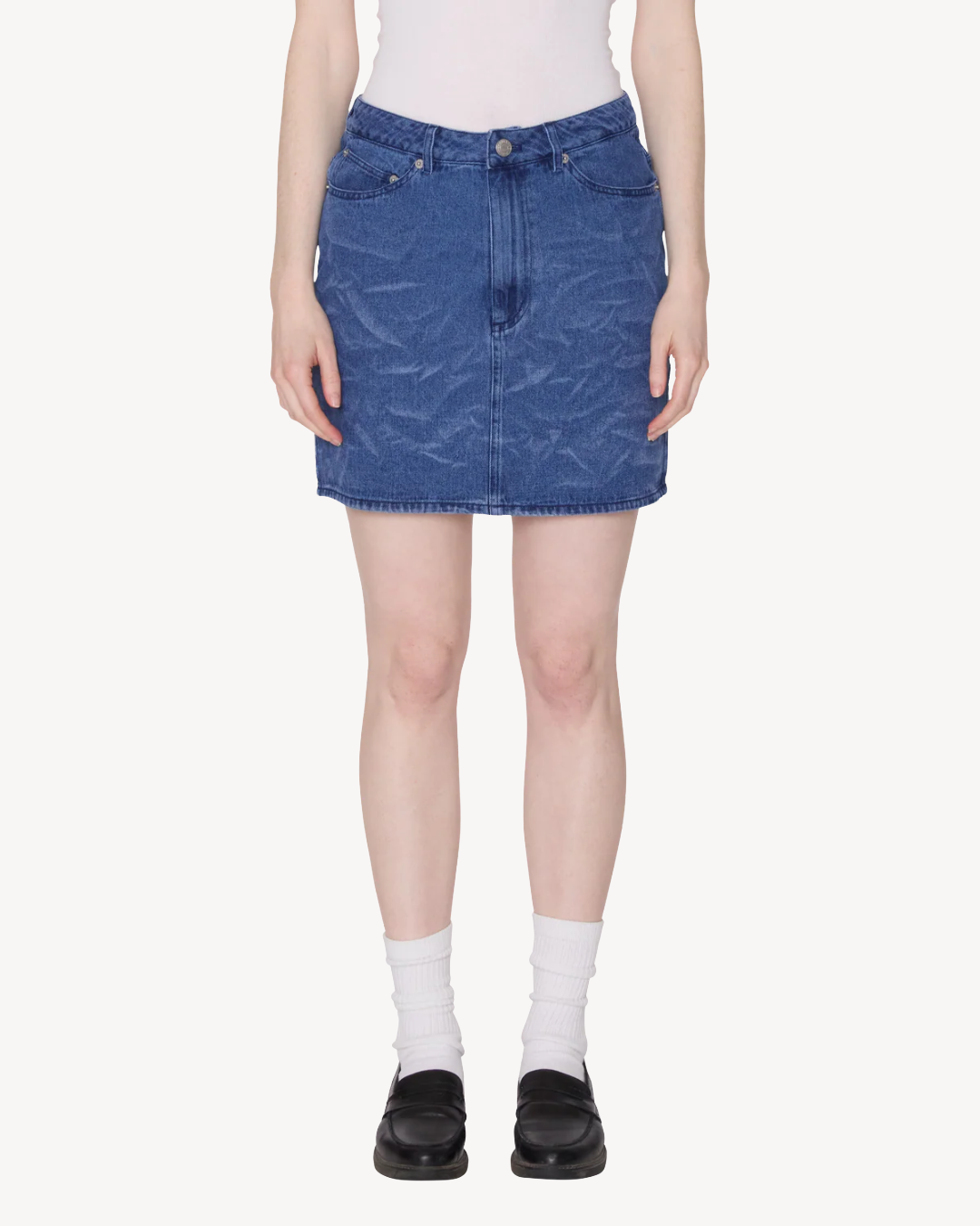 Obey - Trinity Wrinkle Denim Skirt - Stonewash Indigo