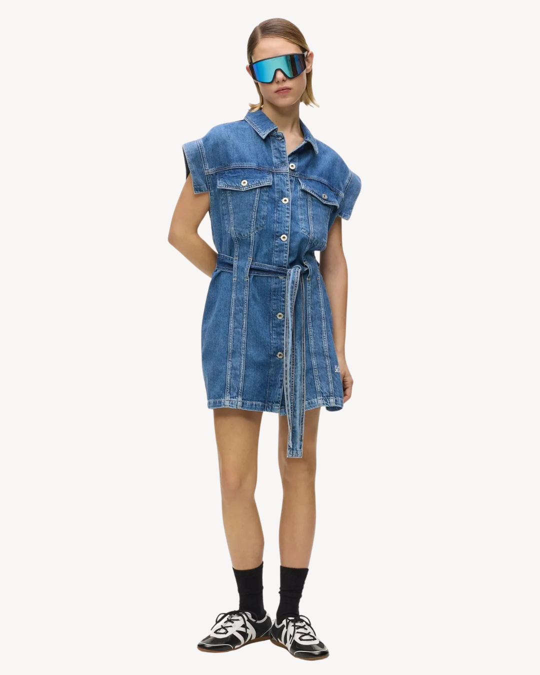 Karl Lagerfeld Jeans - KLJ Belted Denim Dress - Blu