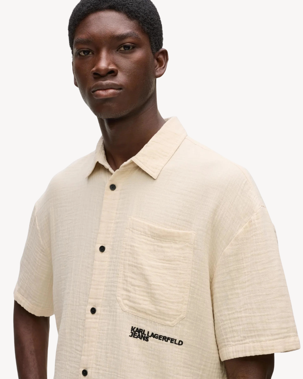Karl Lagerfeld Jeans - KLJ SS Crinkled Shirt - Beige