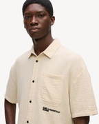 Karl Lagerfeld Jeans - KLJ SS Crinkled Shirt - Beige