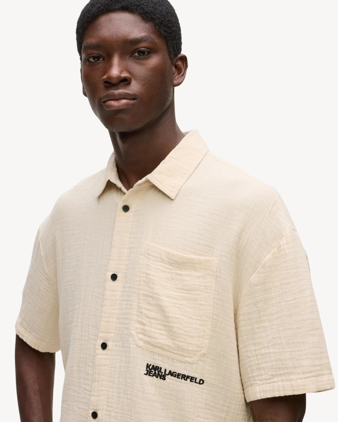 Karl Lagerfeld Jeans - KLJ SS Crinkled Shirt - Beige