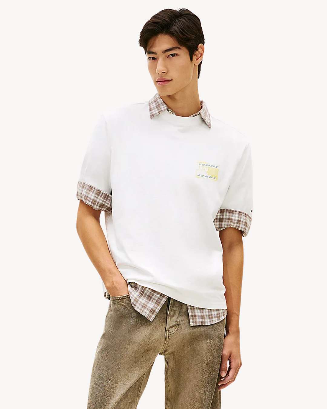 Tommy Jeans - Tjm 90S Bubble Flag SS Tee - Ecru