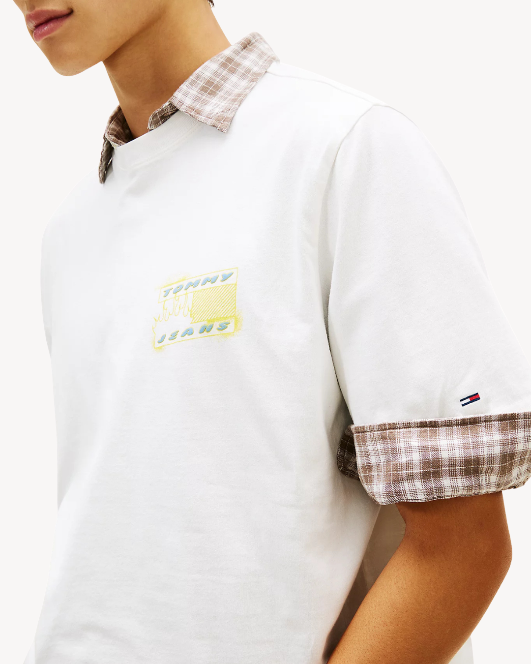 Tommy Jeans - Tjm 90S Bubble Flag SS Tee - Ecru