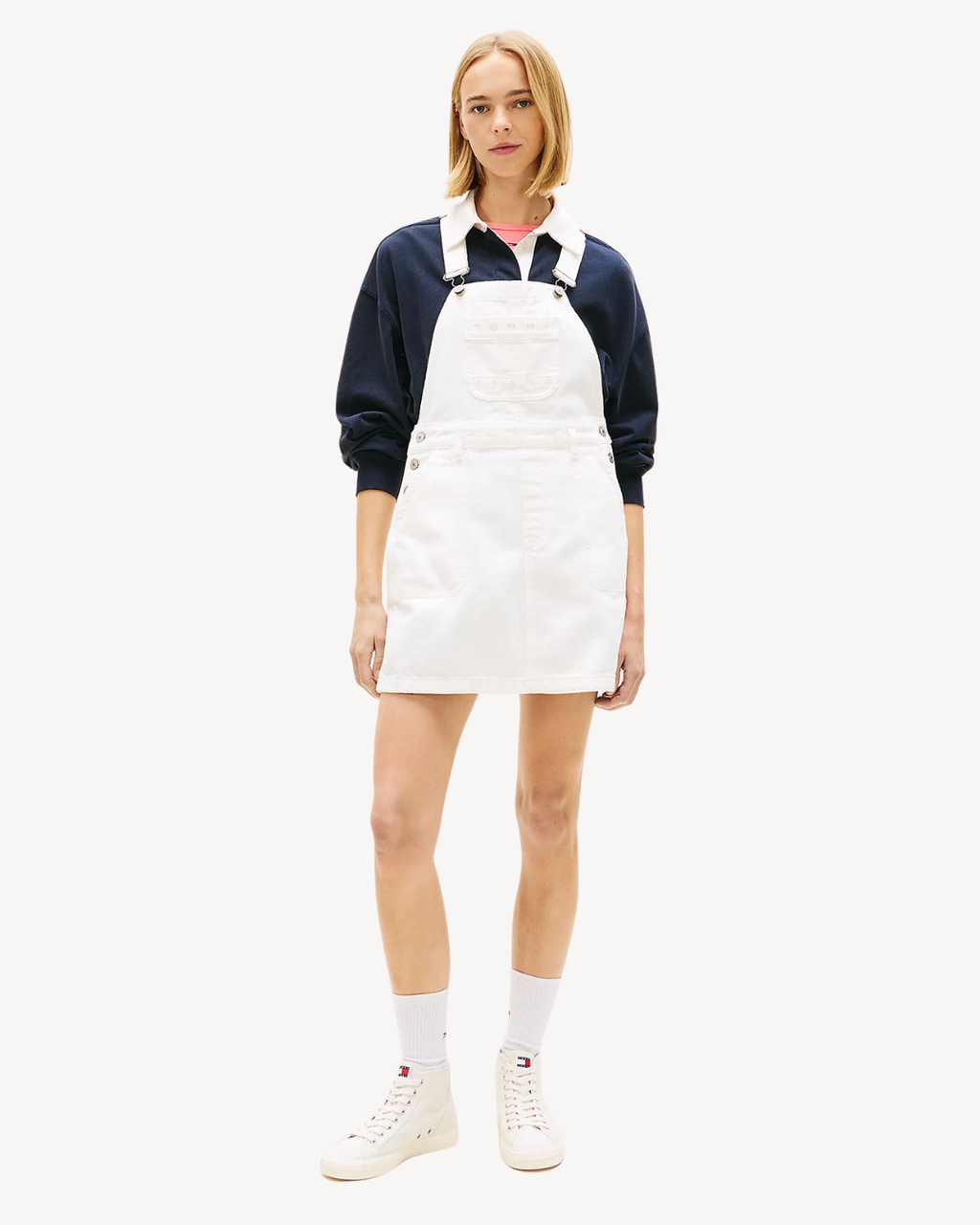 Tommy Jeans - Denim Dungaree Dress Flag - Bianco