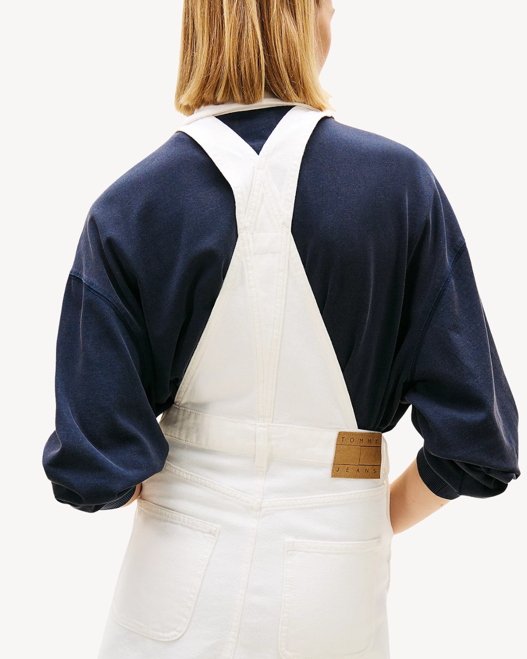 Tommy Jeans - Denim Dungaree Dress Flag - Bianco
