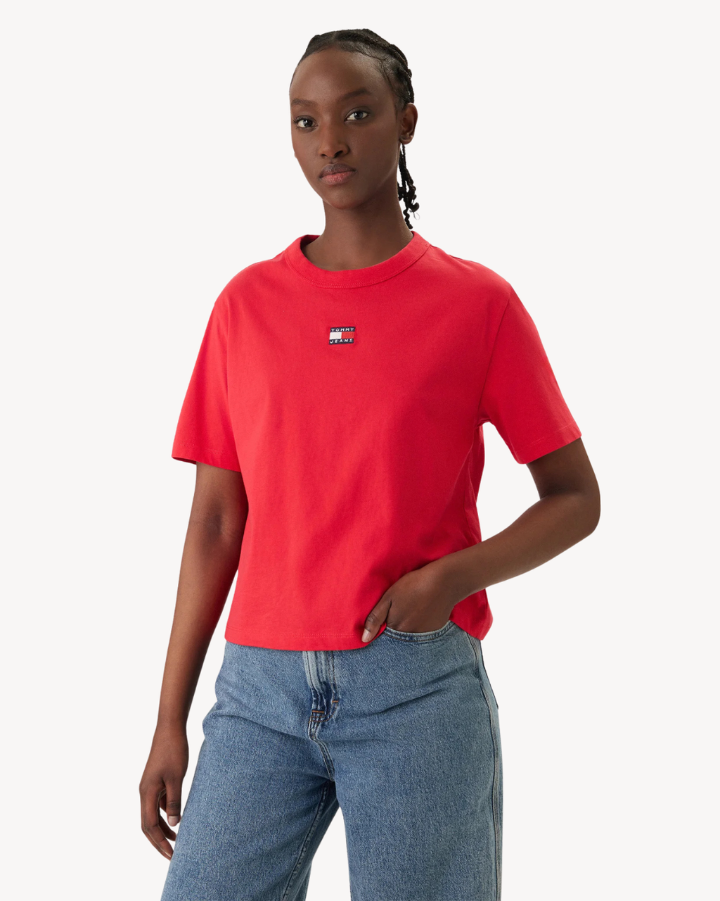 Tommy Jeans - Tjw Boxy Badge Tee Ext - Rosso