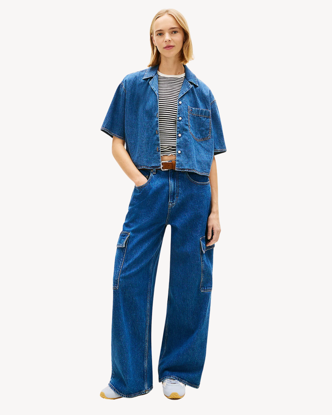 Tommy Jeans - Tjw Crop Chambray Shirt Ext - Blu