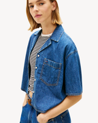 Tommy Jeans - Tjw Crop Chambray Shirt Ext - Blu