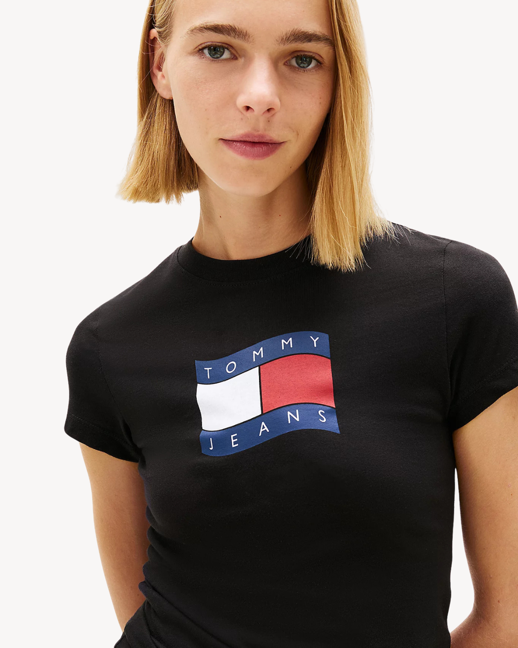 Tommy Jeans - Tjw Slim Wavy Flag Tee Ext - Nero