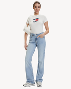 Tommy Jeans - Tjw Slim Wavy Flag Tee Ext - Ecru