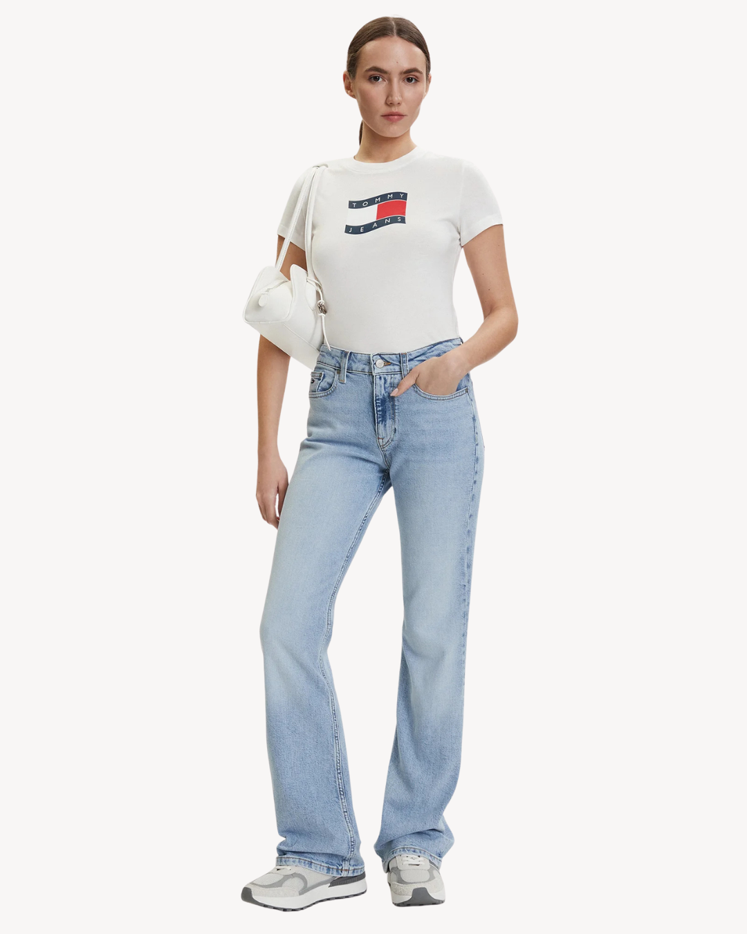 Tommy Jeans - Tjw Slim Wavy Flag Tee Ext - Ecru