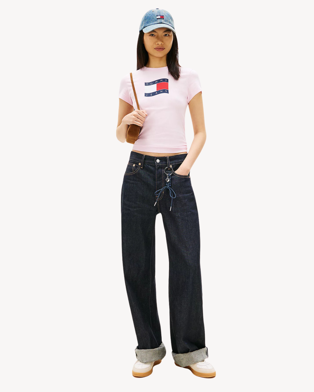 Tommy Jeans - Tjw Slim Wavy Flag Tee Ext - Rosa