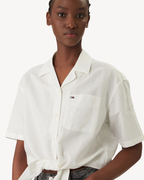 Tommy Jeans - Tjw Tie Front Linen Shirt - Ecru