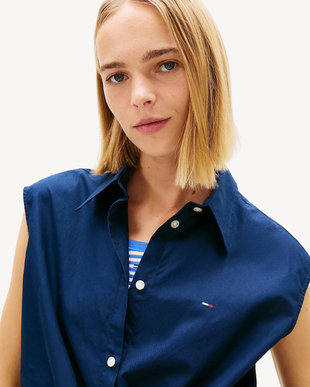 Tommy Jeans - Tjw Tie Front Poplin Shirt - Blu