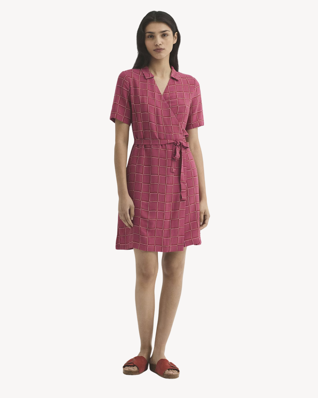Nice Things - "Dotted Checks Print" Dress - Rosa