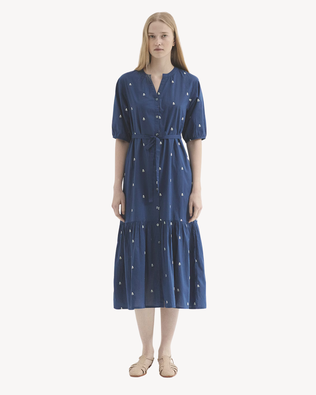 Nice Things - "Calico Embroidery" Dress - Intense Blue