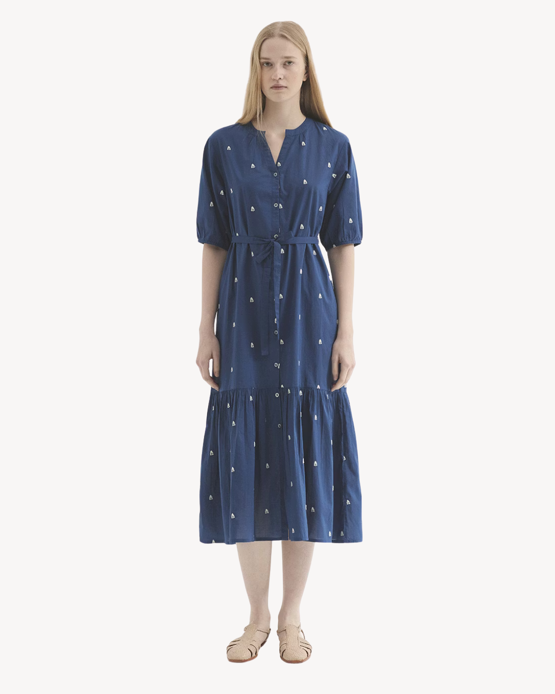 Nice Things - "Calico Embroidery" Dress - Intense Blue