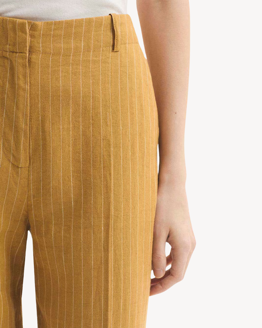 Nice Things - Linen-Cotton Pinstripe Trousers - Giallo