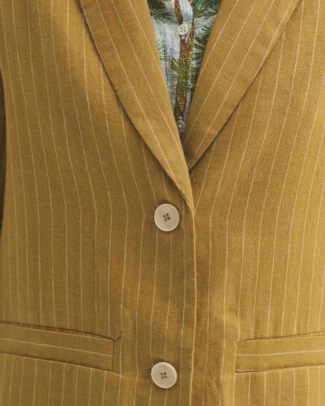Nice Things - Linen-Cotton Pinstripe Coat - Giallo